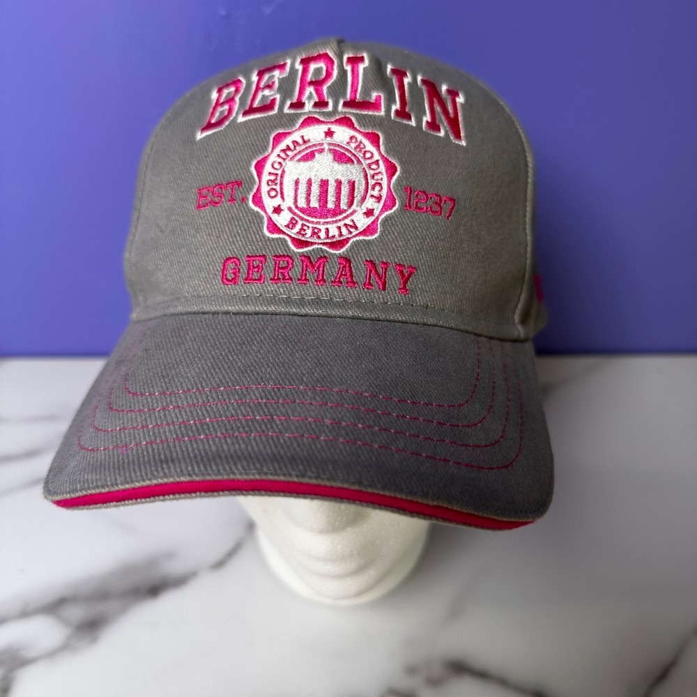 Berlin Germany Souvenir Baseball Cap‎ Hat Adjustable Gray Pink Embroidery Travel
